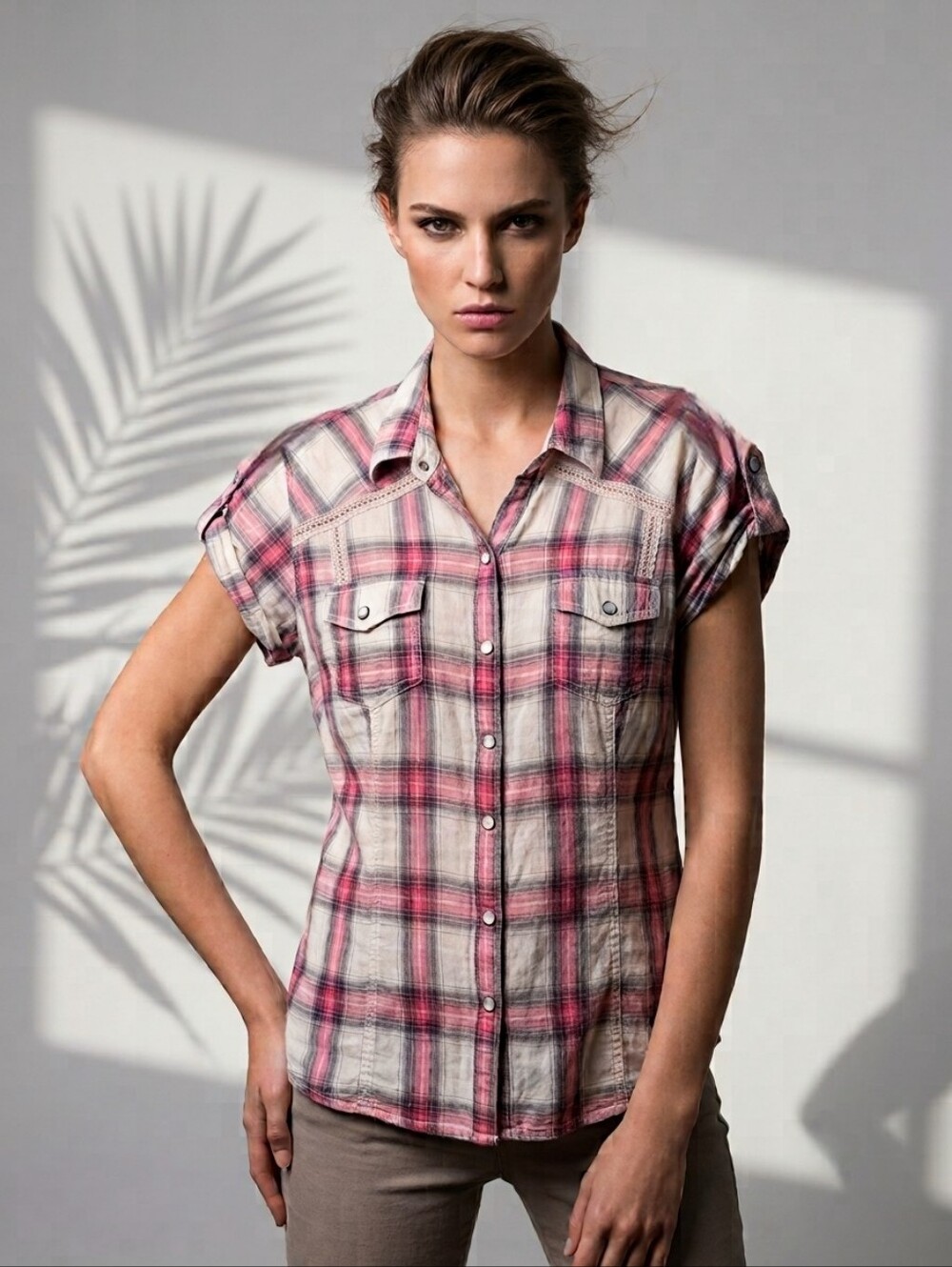 Harley-Davidson Pink Plaid Button Down XL Biker Moto Embroidered Y2K Western